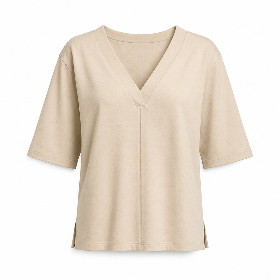 Foldline V-Neck Top