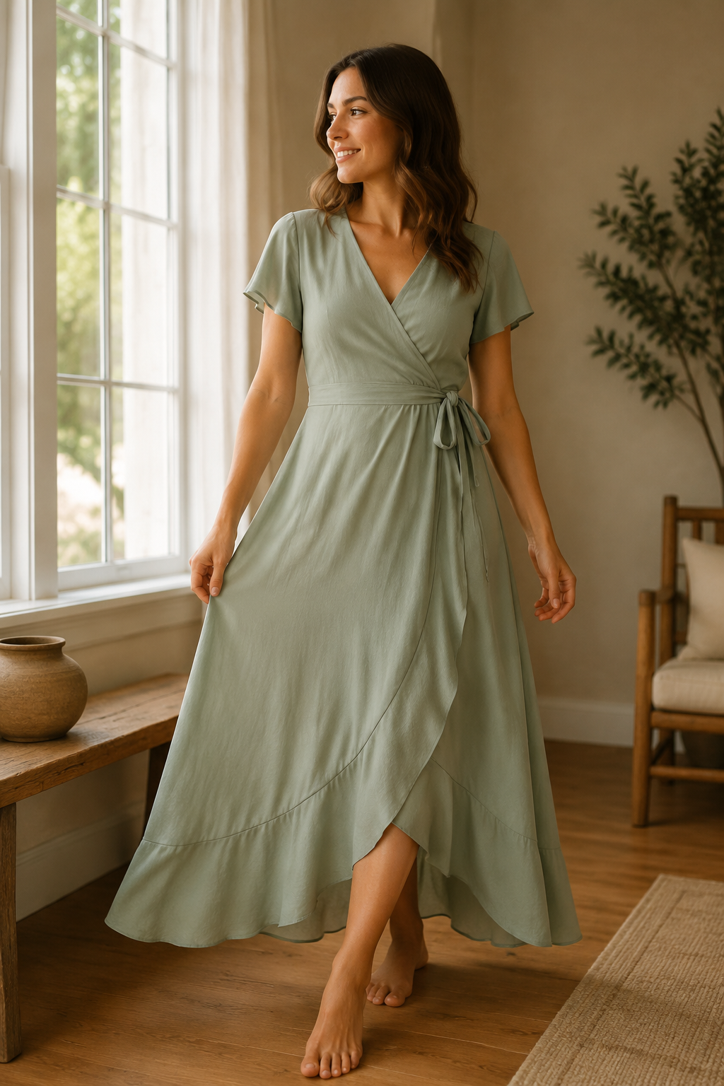 Petal-Panel Wrap Dress