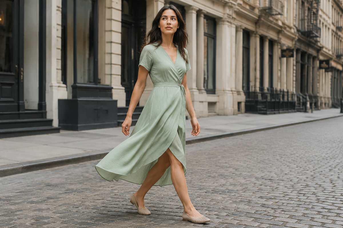 Petal-Panel Wrap Dress