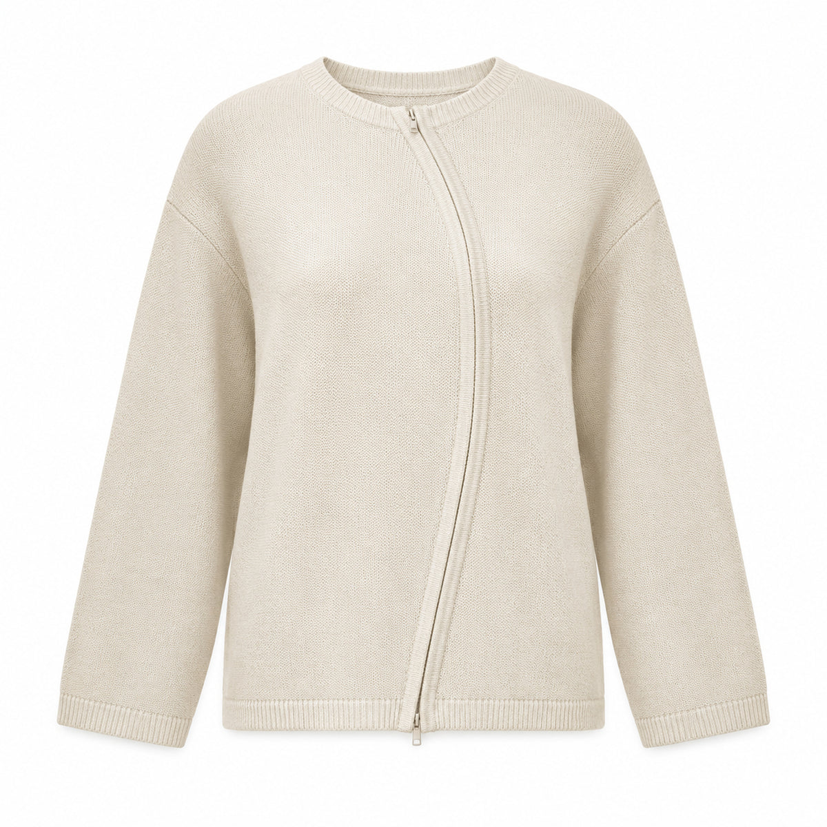Soft-Arc Zip Cardigan