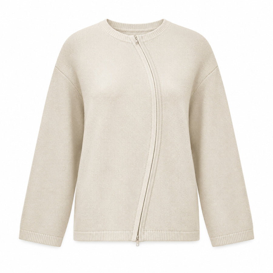 Soft-Arc Zip Cardigan