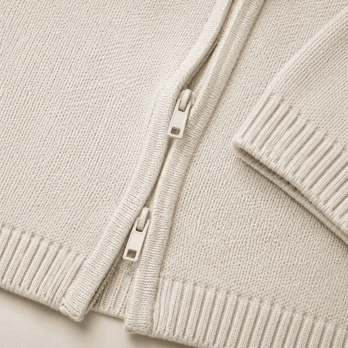 Soft-Arc Zip Cardigan
