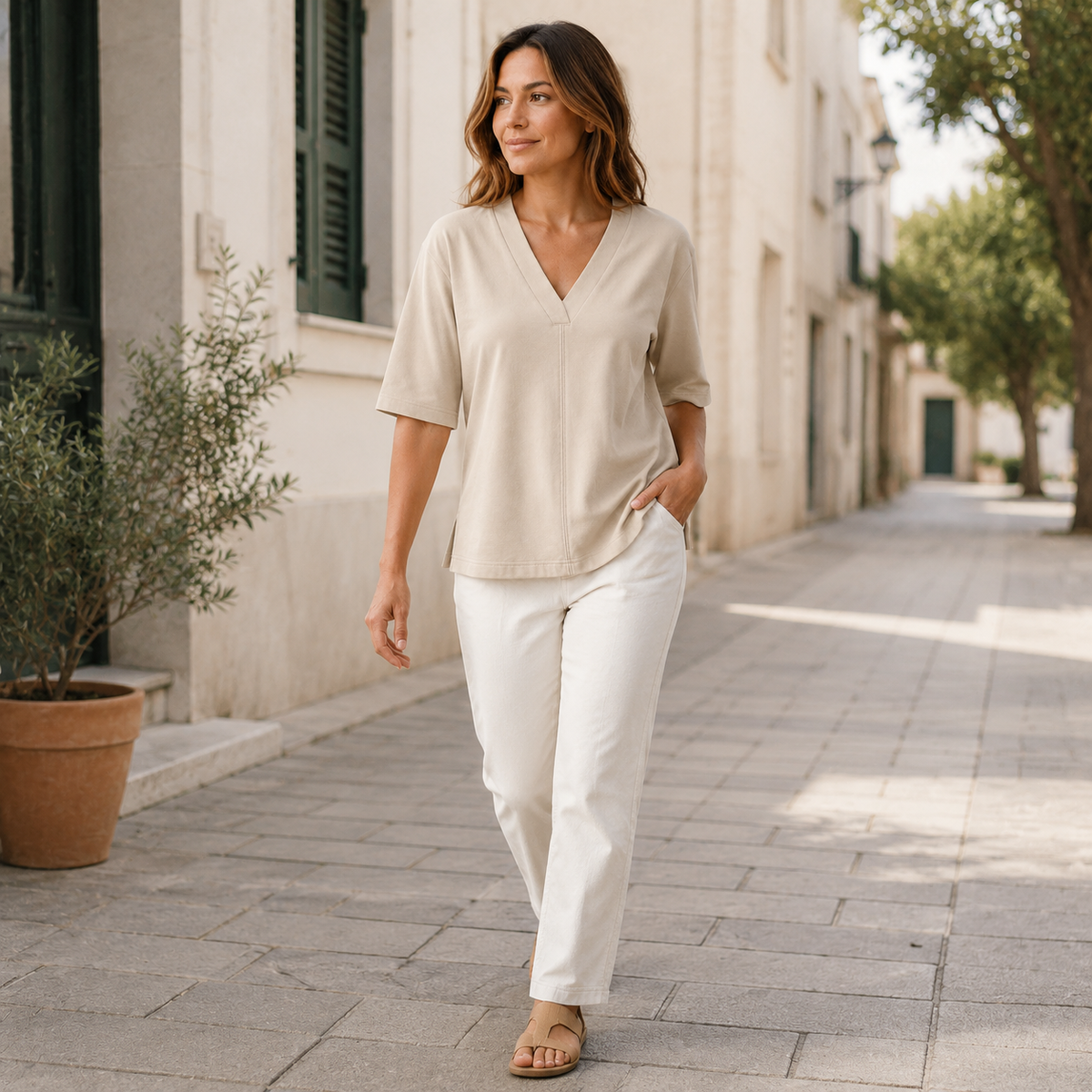 Foldline V-Neck Top