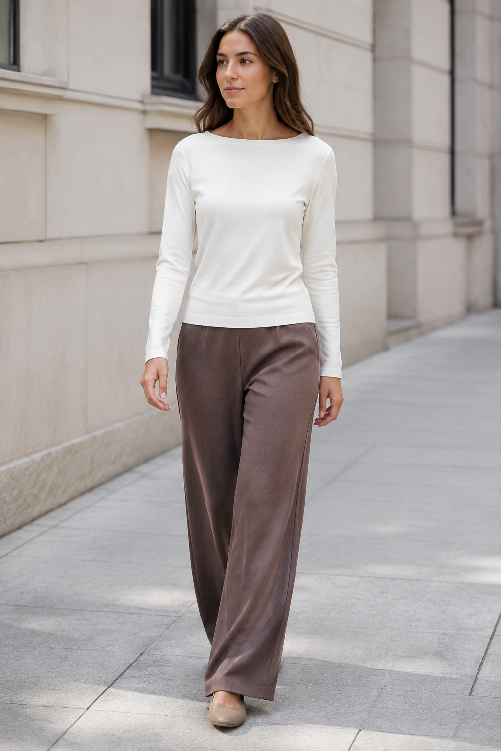 Ribbon-Seam Wide Pants