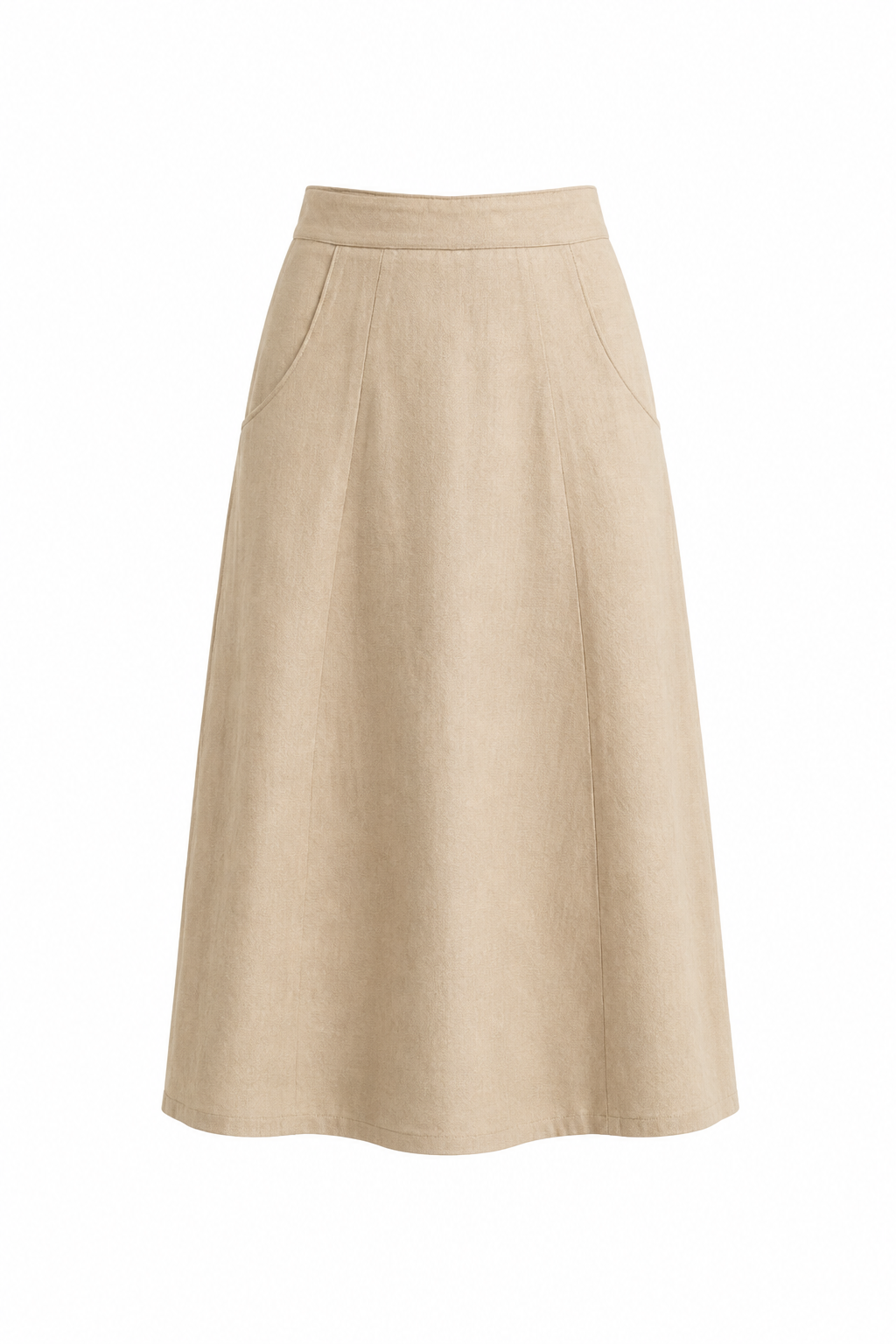 Crescent-Pocket Midi Skirt